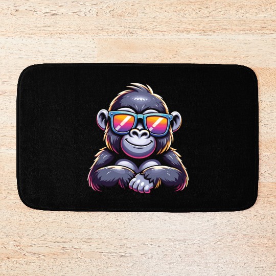 Gorilla With Sunglasses Bath Mats