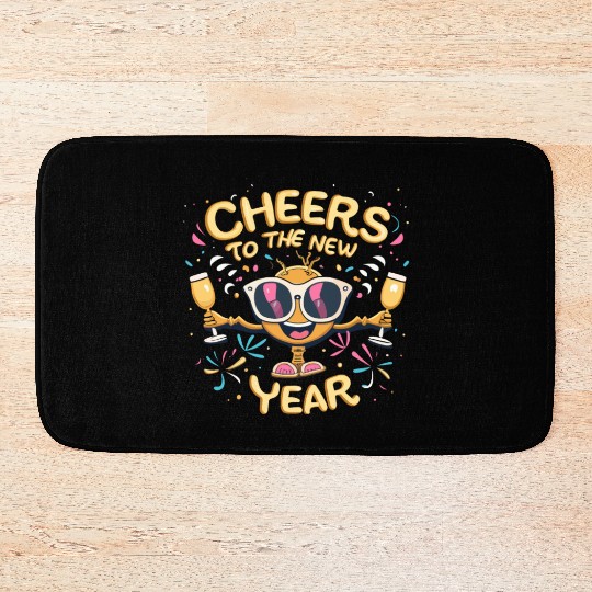NYE Festive Cheers To The New Year Traditional Bath Mats
