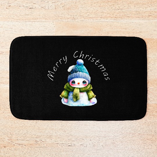 Merry Christmas cute snowman Bath Mats
