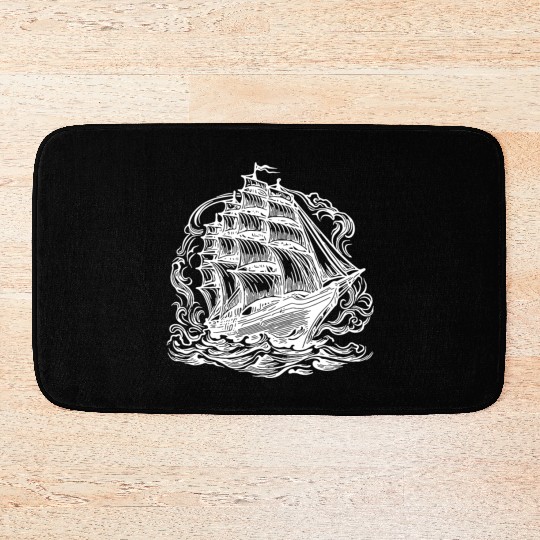 Old Cruise Ship Elegant Sailing Ship Bath Mats