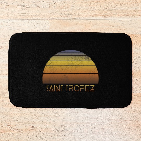 Retro Saint Tropez Sunset Vacation Souvenir Bath Mats