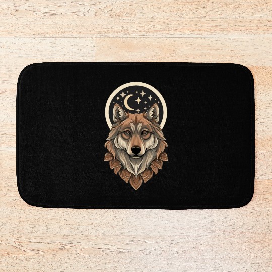 Wolf Moon Stars Design Bath Mats