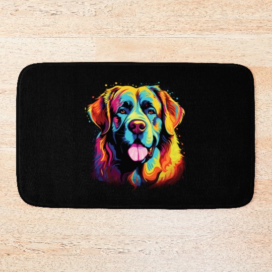 Watercolor Colorful Great Pyrenees Bath Mats