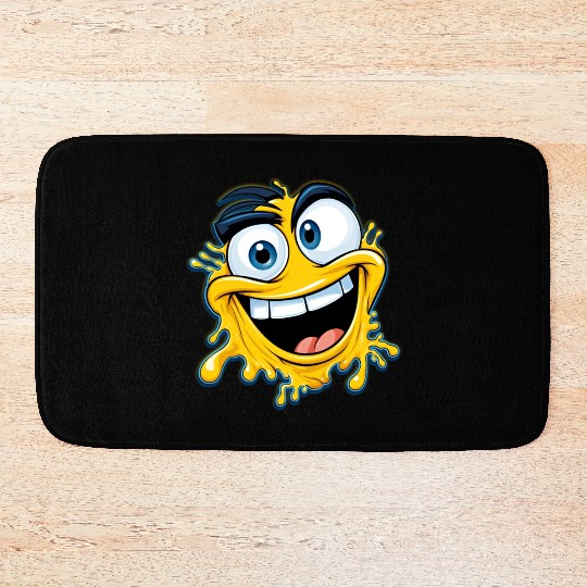 Yellow cartoon blot smiles happily Bath Mats