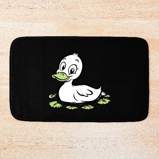 Cute duck swimming in a swamp Bath Mats