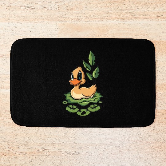 cute duck swimming in a swamp Bath Mats