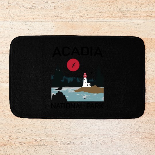 Acadia National Park 80s Maine Mount Island Bath Mats