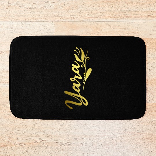 Yara Name Faux Gold Tulip Flourish Bath Mats