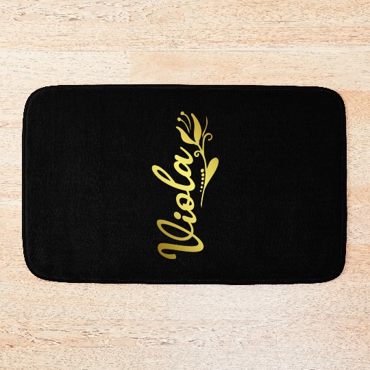 Viola Name Faux Gold Tulip Flourish Bath Mats