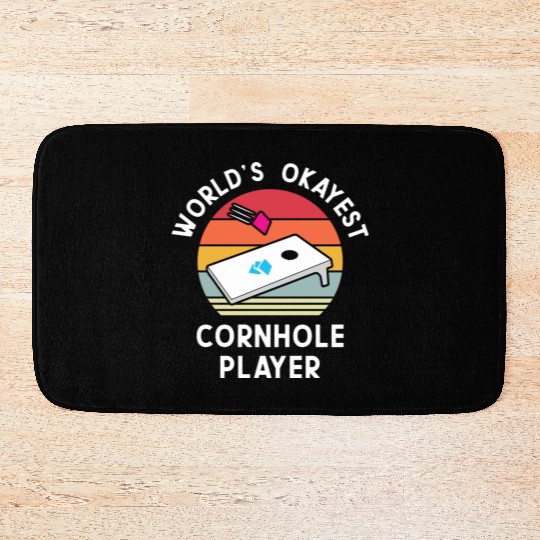 Okayest Cornhole Player Men Women Bath Mats