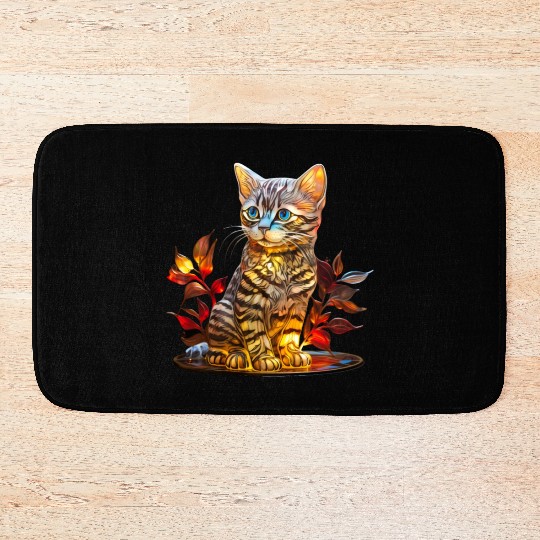 Stained Glass American Shorthair kitten Bath Mats