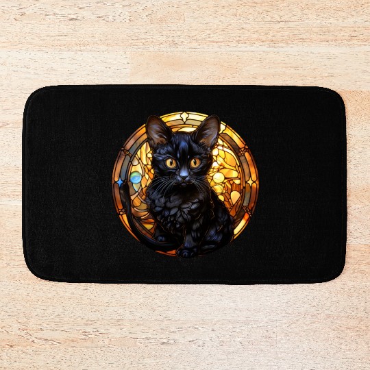 Bombay kitten in stained glass Bath Mats