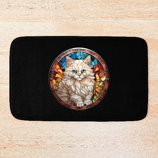 Ragdoll kitten in stained glass Bath Mats