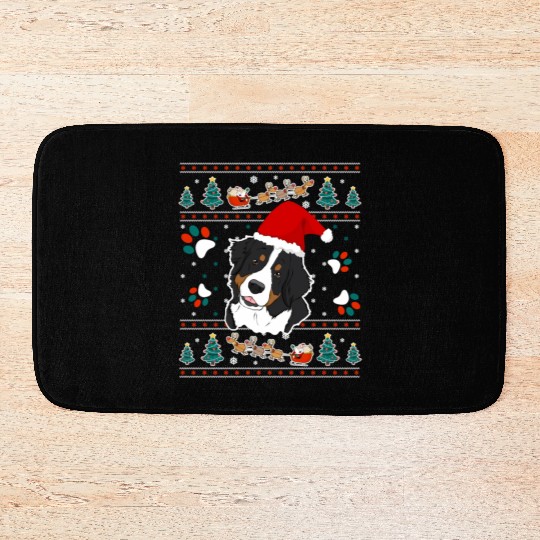 Merry Woofmas Bernese Mountain Dog Bath Mats