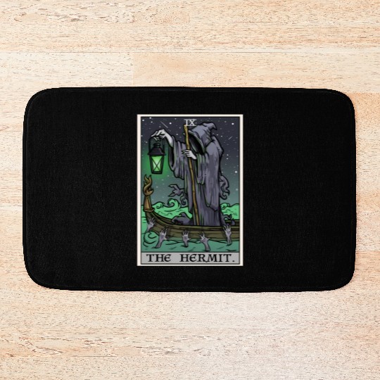 The Hermit Tarot Card Gothic Halloween Grim Reaper Bath Mats