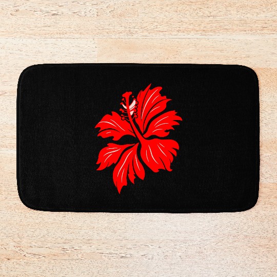 Hibiscus Flower Vector Two Colors Bath Mats