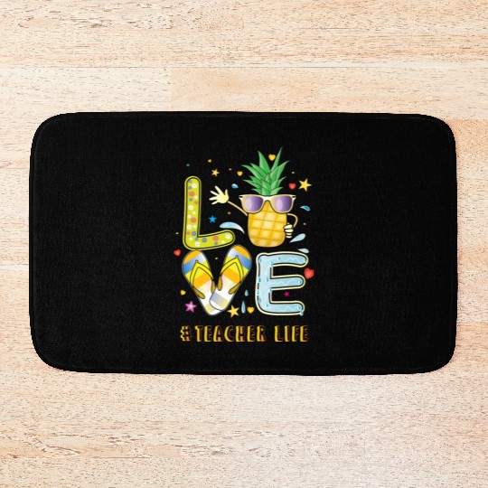 Teacher Life Pineapple Sunglasses Flip Flop Bath Mats