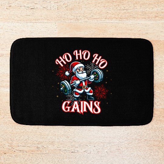 Santa Claus Christmas workout Bath Mats