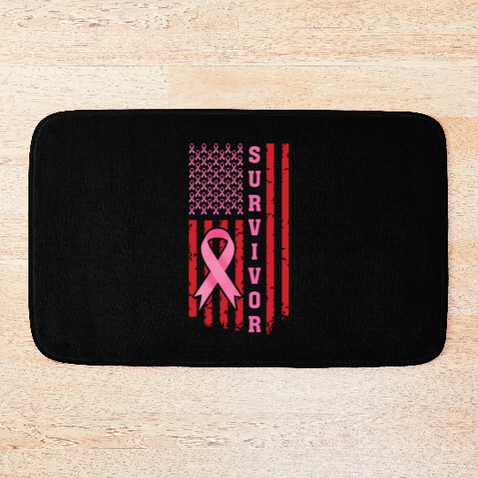 US Flag Survivor Breast Cancer Bath Mats