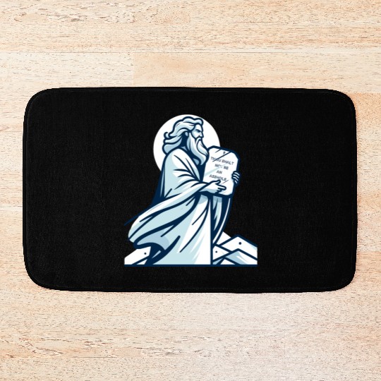 Thou shalt not be an asshole funny Moses design Bath Mats