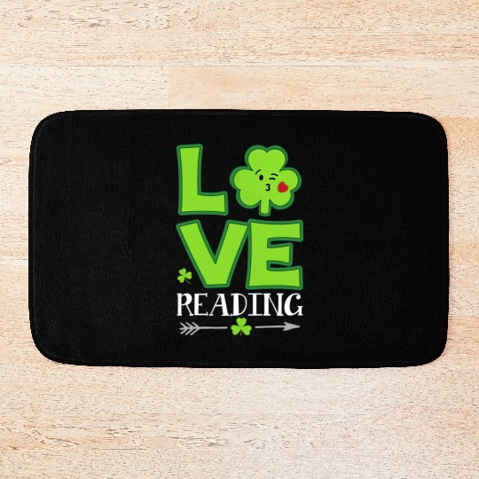 Love Shamrock Reading Teacher Funny St Patricks Da Bath Mats