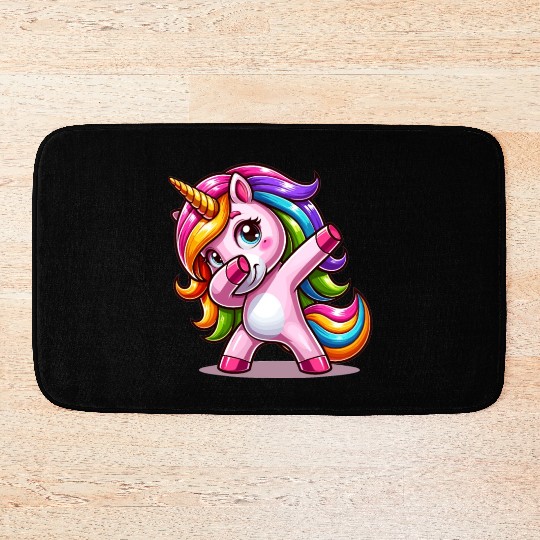 Dabbing Unicorn Dab Move Dancing Rainbow Unicorn Bath Mats