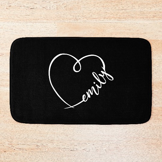 Emily Name Heart Calligraphy Bath Mats
