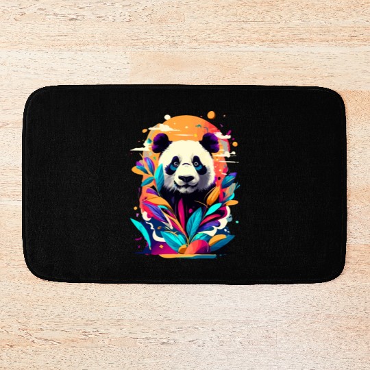 Giant Panda Colourful - Cute Panda Bear Bamboo Bath Mats