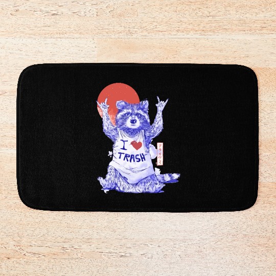 I Love Trash Cute Funny Metal Raccoon Gift Bath Mats