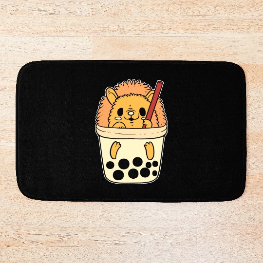 Boba Tea Hedgehog Pet Lover Gift Bath Mats