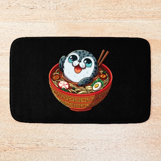 Marine Animal Sea Creature Ocean Ramen Soup Seal Bath Mats