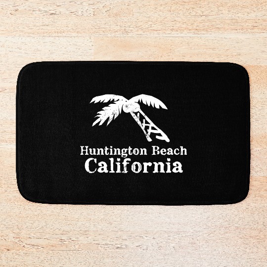 Huntington Beach California Palm Tree Souvenirs Bath Mats