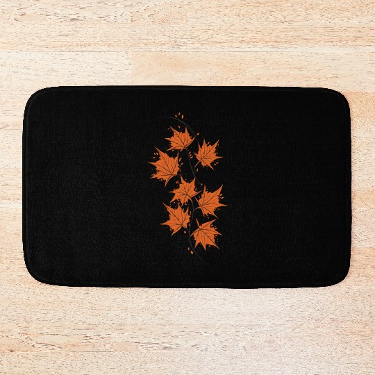 Brown Maple Leaves Bath Mats