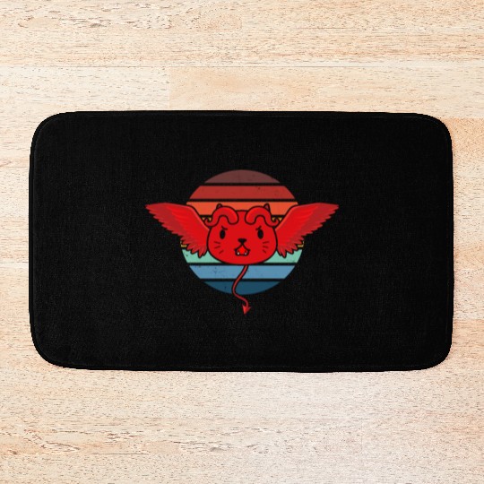 Cute Devil Cat Retro Bath Mats