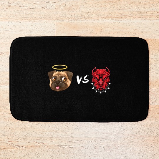 Angel Pug Dog Vs Devil Pitbull Dog Bath Mats
