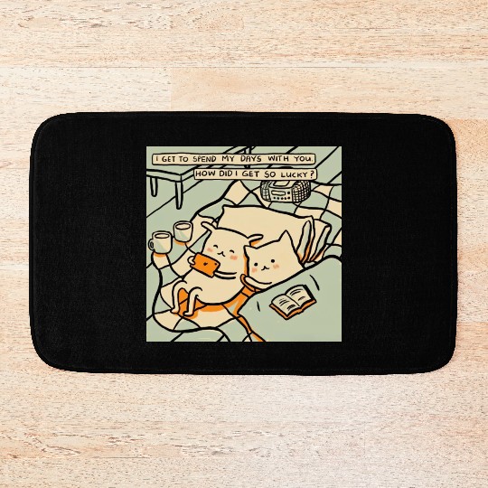 Lucky Cat Couple Lover Funny Kitty Motivation Love Bath Mats