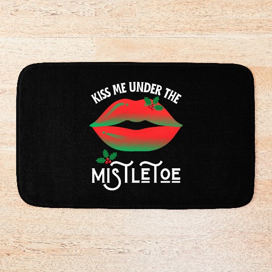 Kiss me under the Mistletoe Ugly Christmas Sweater Bath Mats