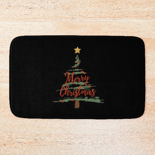 Watercolor Christmas Tree Bath Mats