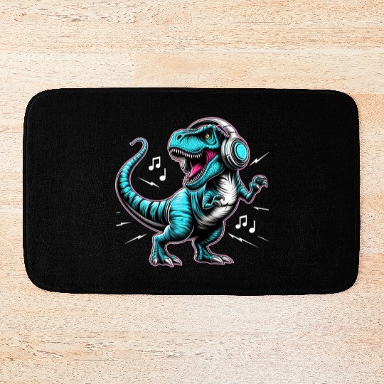 Dancing Tyrannosaurus Rex with Headphone Bath Mats