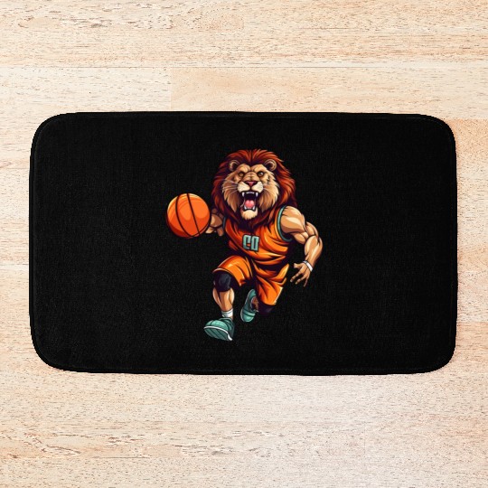 Basketball lion Bath Mats