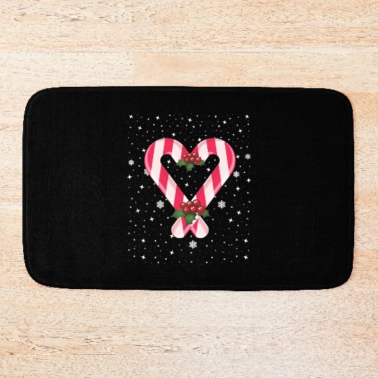 Candy Cane Hearts Christmas Xmas Holidays Santa Bath Mats