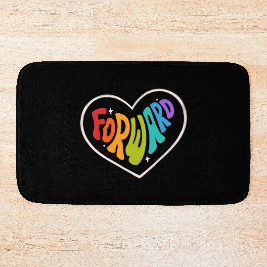 Forward Rainbow Pride Color Motivation Heart Bath Mats
