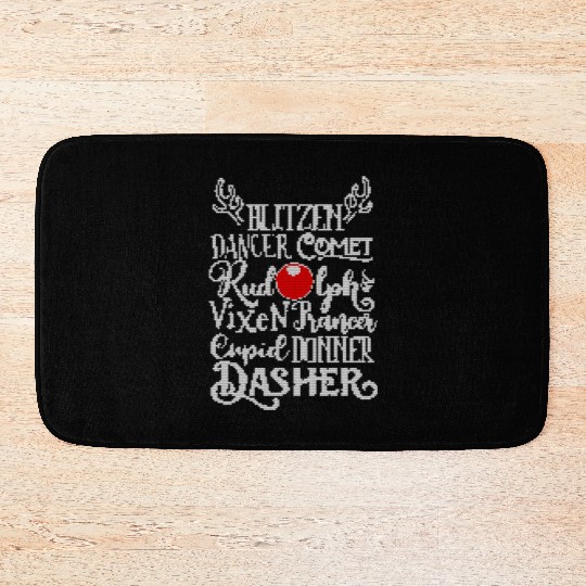 Santa's Reindeer Rudolph List Vintage Christmas Me Bath Mats