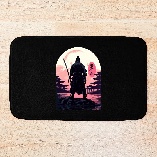 Bushido Code Anime Samurai Japanese Landscape Kanj Bath Mats