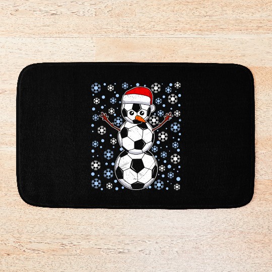 Soccer Fan Snowman Snowflakes Winter Lover Bath Mats