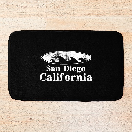 San Diego California Surfboard Souvenirs Gifts Bath Mats