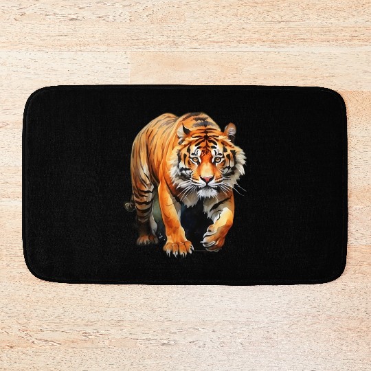 tiger watercolor Bath Mats