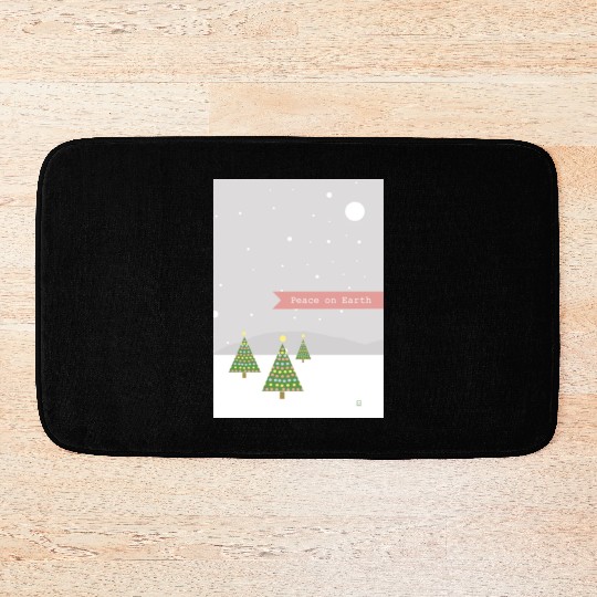 Peace On Earth Christmas Trees Falling Snow Winter Bath Mats