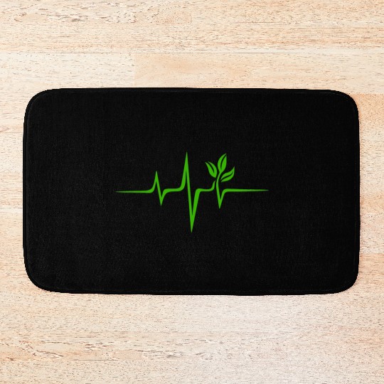 Heartbeat Pulse Green Vegan Frequency Wave Earth Bath Mats