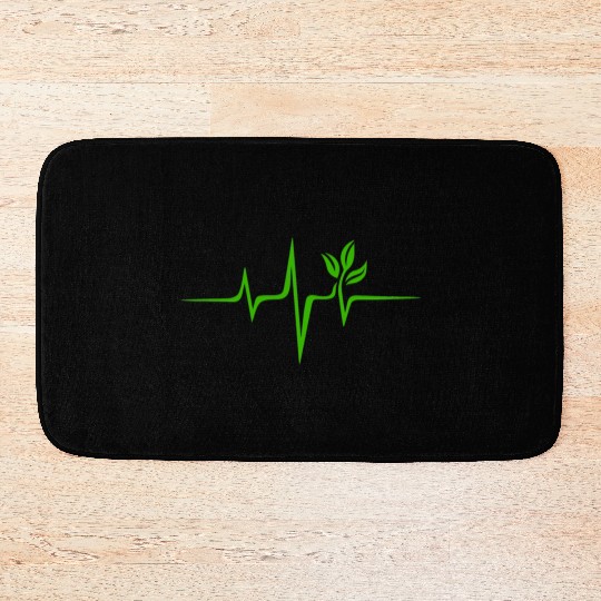 Heartbeat Pulse Green Vegan Frequency Wave Earth Bath Mats